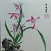 Painting Pink orchid by Du Mingxuan | Painting Figurative Nature Watercolor Ink