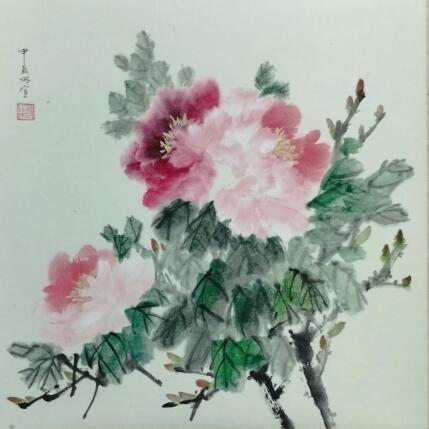 Peinture Peony par Du Mingxuan | Tableau Figuratif Aquarelle, Encre Nature