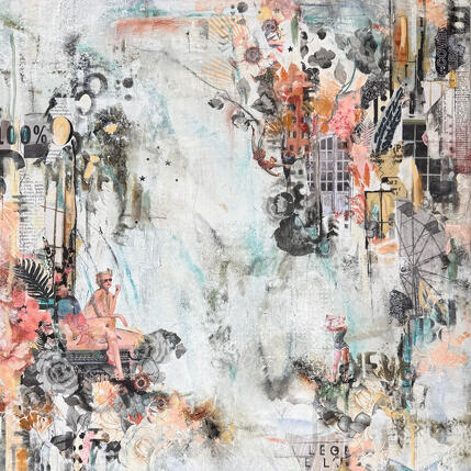 Peinture Enjoy life par Bergeron Marie-Josée | Tableau Abstrait Acrylique, Collage