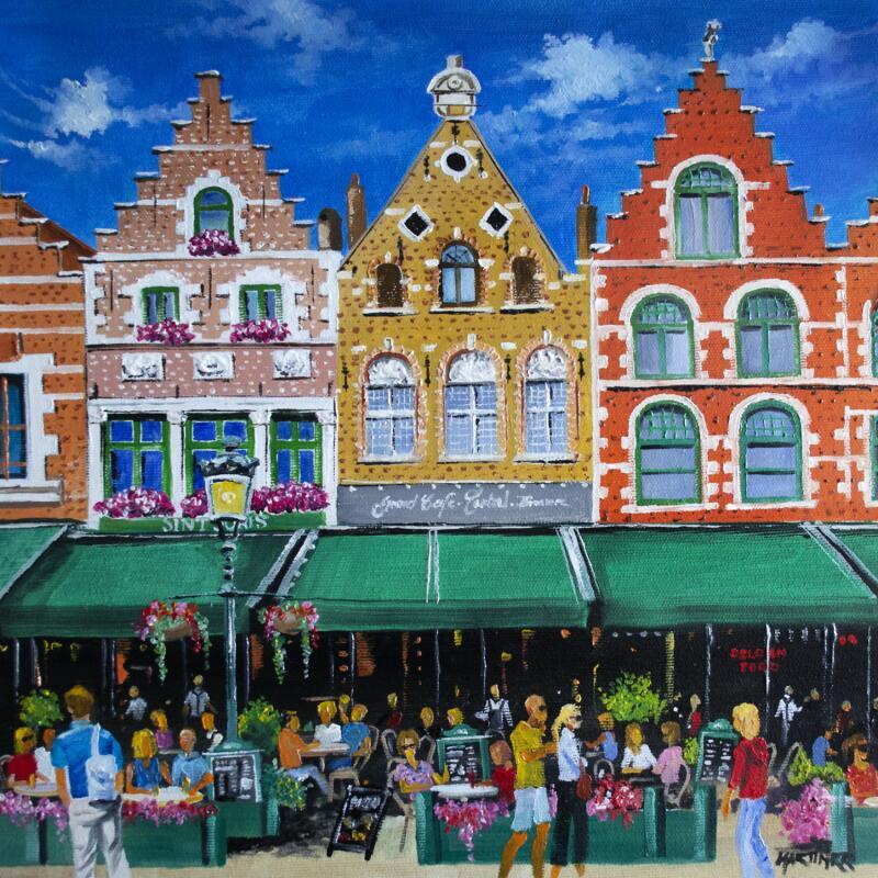 Painting A magical Noon in Bruges by Rodriguez Rio Martin | Painting Figurative Urban Oil
