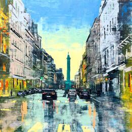 Peinture Rue de la paix par Faveau Adrien | Tableau Figuratif Bois, Huile Urbain