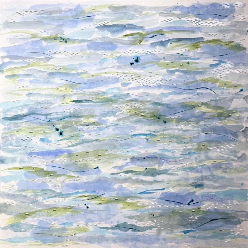 Peinture Irish Sea  par Caitrin Alexandre | Tableau Figuratif Marine Nature Minimaliste Aquarelle Encre