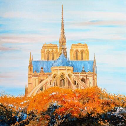 Painting Notre Dame de Paris by Amblard Florence | Painting Figurative Acrylic Architecture, Urban