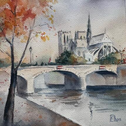 Peinture Notre-Dame silencieuse par Khomyakova  Liliya  | Tableau Figuratif Aquarelle Architecture, Nature, Paysages
