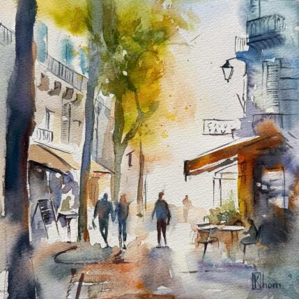 Peinture Rue de Paris baignée de lumière par Khomyakova  Liliya  | Tableau Figuratif Aquarelle Architecture, Paysages, Scènes de vie
