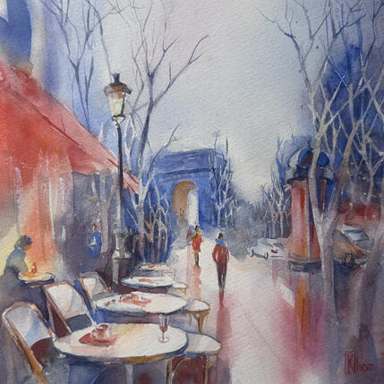 Painting Velours urbain Paris  by Khomyakova  Liliya  | Painting Figurative Watercolor