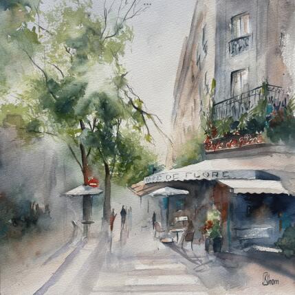 Gemälde Café de Flore von Khomyakova  Liliya  | Gemälde Figurativ Aquarell