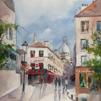 Gemälde Le Consulat, Montmartre von Khomyakova  Liliya  | Gemälde Figurativ Aquarell