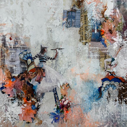 Peinture Curious about us par Bergeron Marie-Josée | Tableau Abstrait Acrylique, Collage