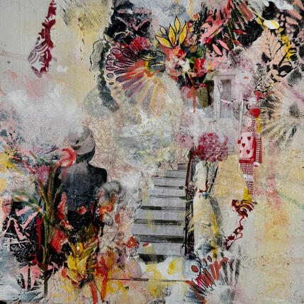 Peinture L'ange gardien par Bergeron Marie-Josée | Tableau Abstrait Acrylique, Collage