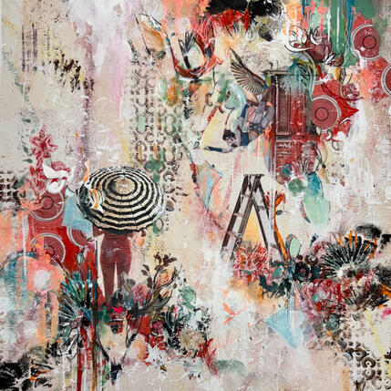 Peinture Les envols de la liberté par Bergeron Marie-Josée | Tableau Abstrait Acrylique, Collage