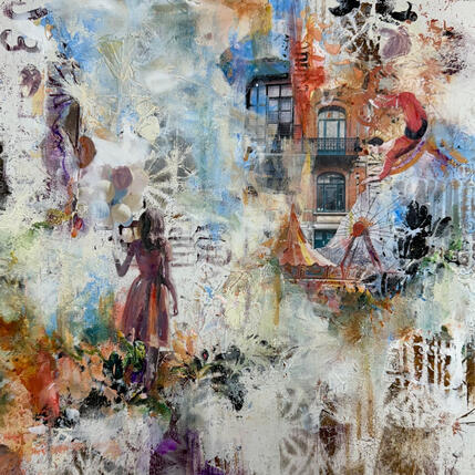 Peinture The invitation par Bergeron Marie-Josée | Tableau Abstrait Acrylique, Collage