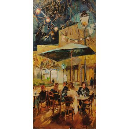 Painting Soir en terrasse by Novokhatska Olga | Painting Figurative Acrylic, Oil Urban