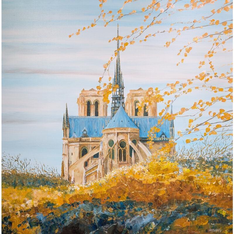 Painting La cathédrale Notre-Dame de Paris by Amblard Florence | Painting Figurative Urban Architecture Acrylic