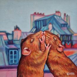 Painting Baiser en Altitude by Emma Fischer | Painting