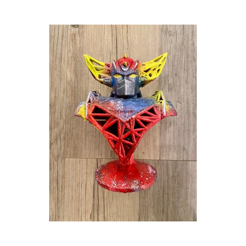 Skulptur Buste Goldorak lumière von Shenoda | Skulptur Pop-Art Graffiti Harz