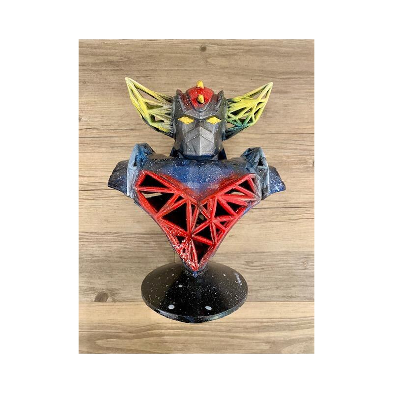 Sculpture Buste Goldorak ténèbre by Shenoda | Sculpture Pop-art Graffiti Resin