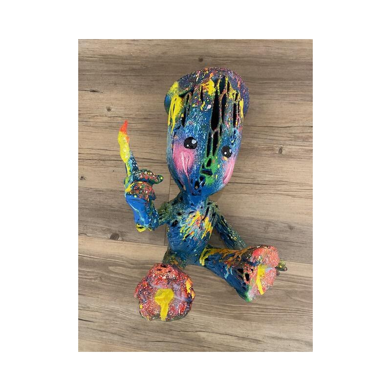 Sculpture Groot artiste en folie ! by Shenoda | Sculpture Pop-art Graffiti Resin
