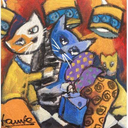Gemälde Chats von Fauve | Gemälde Figurativ Acryl Alltagsszenen, Tiere