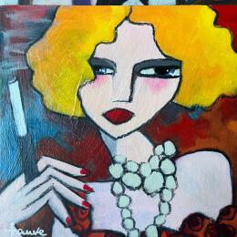 Pintura Femme au fume cigarette  por Fauve | Pintura Figurativo Acrílico Iconos pop, Life style