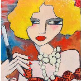 Painting Femme au fume cigarette  by Fauve | Painting Figurative Acrylic Life style, Pop icons