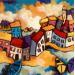 Painting Village coloré  by Fauve | Painting Figurative Landscapes Acrylic