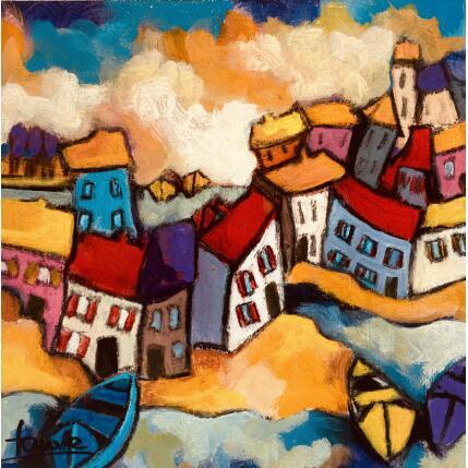 Pintura Village coloré  por Fauve | Pintura Figurativo Acrílico Iconos pop, Paisajes