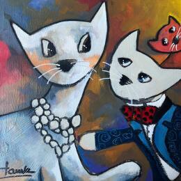 Pintura Sa majesté  por Fauve | Pintura Figurativo Acrílico Animales