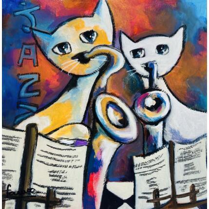 Painting Moustache et princesse by Fauve | Painting Figurative Acrylic Animals