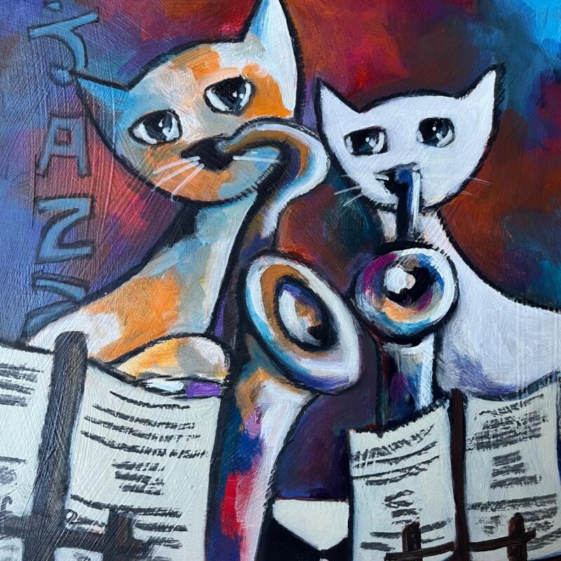 Painting Moustache et princesse by Fauve | Painting Figurative Animals Acrylic