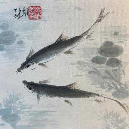 Painting twin fish by Yu Huan Huan | Painting