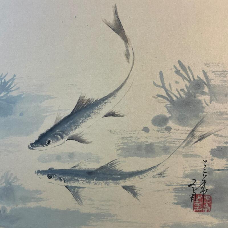 Painting Fish by Yu Huan Huan | Painting Figurative Animals Ink