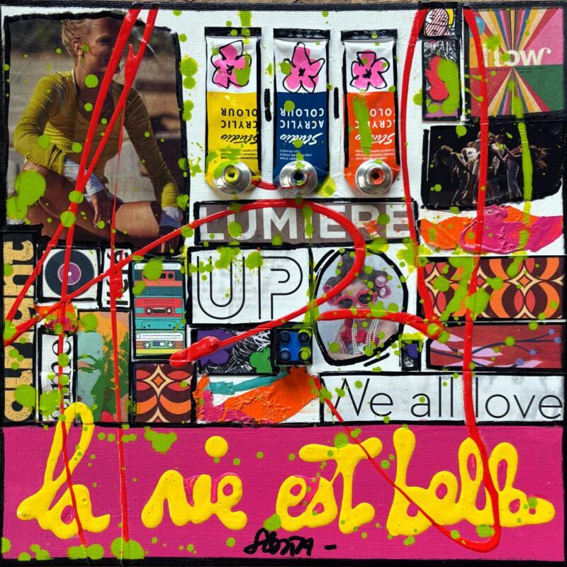Pintura La vie est belle! por Costa Sophie | Pintura Pop art Acrílico Collage Supraciclaje