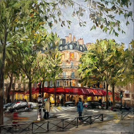Peinture Carrefour parisien par Novokhatska Olga | Tableau Figuratif Acrylique, Huile Urbain