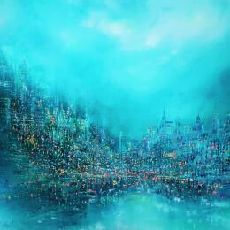 Pintura Féérie bleue por Levesque Emmanuelle | Pintura