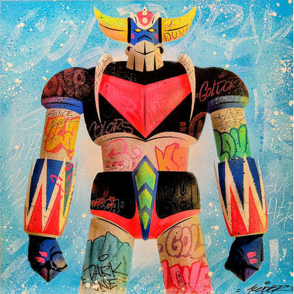 Painting Goldo blue by Lemoine Mael | Painting Pop-art Acrylic, Graffiti Pop icons