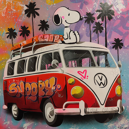 Peinture Snoopy super van par Lemoine Mael | Tableau Pop-art Acrylique, Graffiti Icones Pop