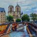 Painting Le pont au Double et Notre-Dame de Paris by Cédanne | Painting Figurative Landscapes Urban Oil Acrylic