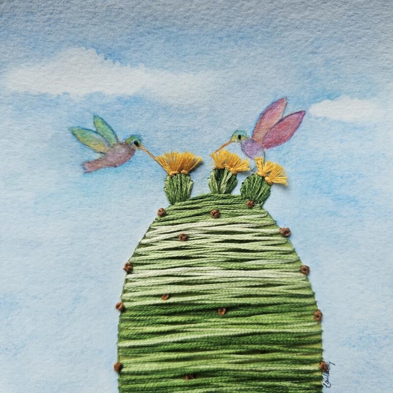 Painting Desert lovers by Vazquez Laila | Painting Figurative Nature Watercolor Textile