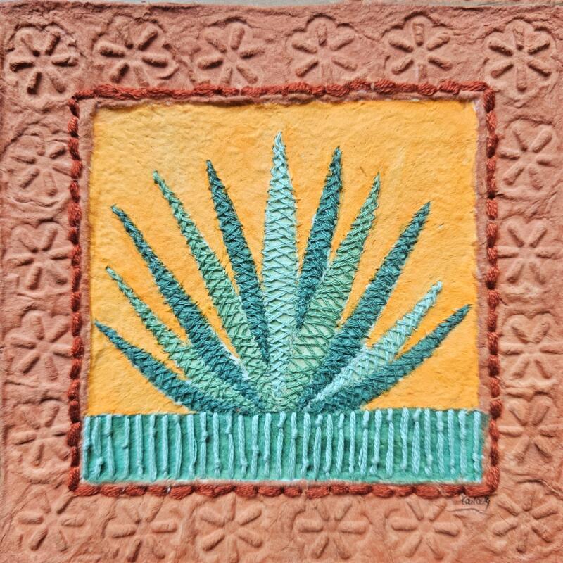 Painting Agave azul by Vazquez Laila | Painting Figurative Nature Watercolor Textile