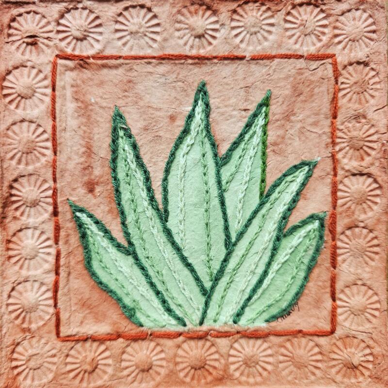 Painting Agave geometry by Vazquez Laila | Painting Figurative Nature Watercolor Textile