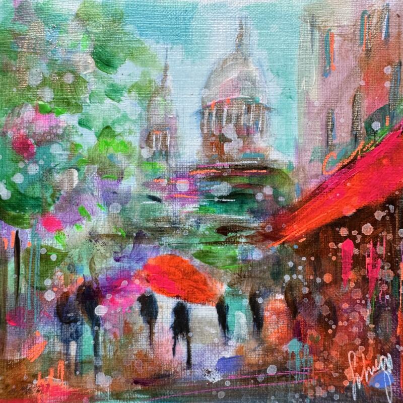 Peinture Sacré Coeur view par Solveiga | Tableau Acrylique