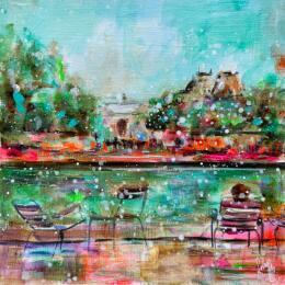 Peinture Aux Tuileries par Solveiga | Tableau  Acrylique