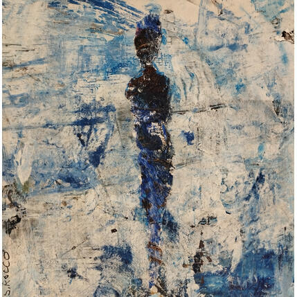 Gemälde La sirène von Rocco Sophie | Gemälde Art brut Acryl, Collage, Sand