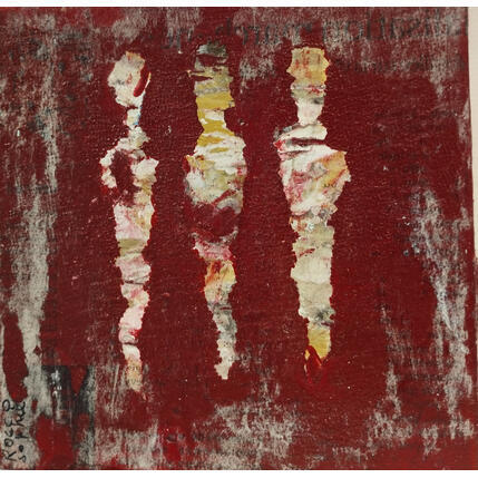 Peinture Femme rubis par Rocco Sophie | Tableau Art Singulier Acrylique, Collage, Sable