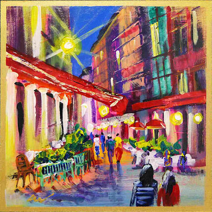 Painting Lumières du Vieux Lyon by Sheremet Ion | Painting Impressionism Acrylic Pop icons, Urban