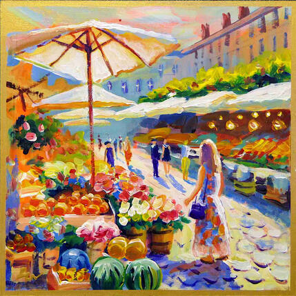 Painting Marché aux couleurs by Sheremet Ion | Painting Impressionism Acrylic Urban