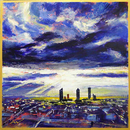 Painting Ciel tourmenté lyonnais by Sheremet Ion | Painting Impressionism Acrylic Urban