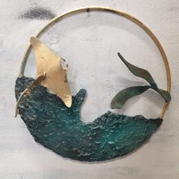 Sculpture baby raie murale by Eres Nicolas | Sculpture Figurative Metal Animals