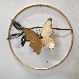 Sculpture papillon sur mur by Eres Nicolas | Sculpture Figurative Metal Animals